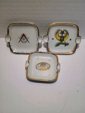 Shriner's Ashtray Lot Of 3 Vintage Made In Japan